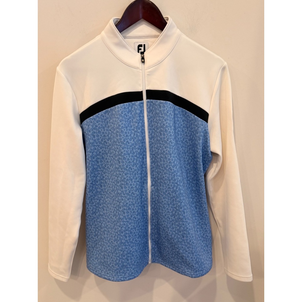 FootJoy Womens Golf Jacket Blue Leopard Print Chardonnay Golf Club Napa Large